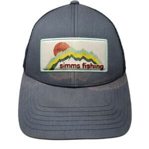 Simms Trucker Hat Blue One Size Fishing Mountain Sun Patch Mesh Snapback Outdoor